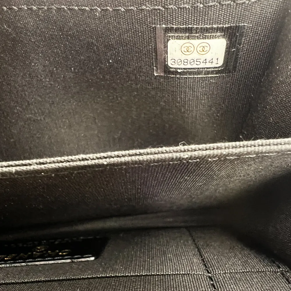 Chanel Black Calfskin Quilted Leather Maxi Pearl Mini Wallet On Chain WOC Bag