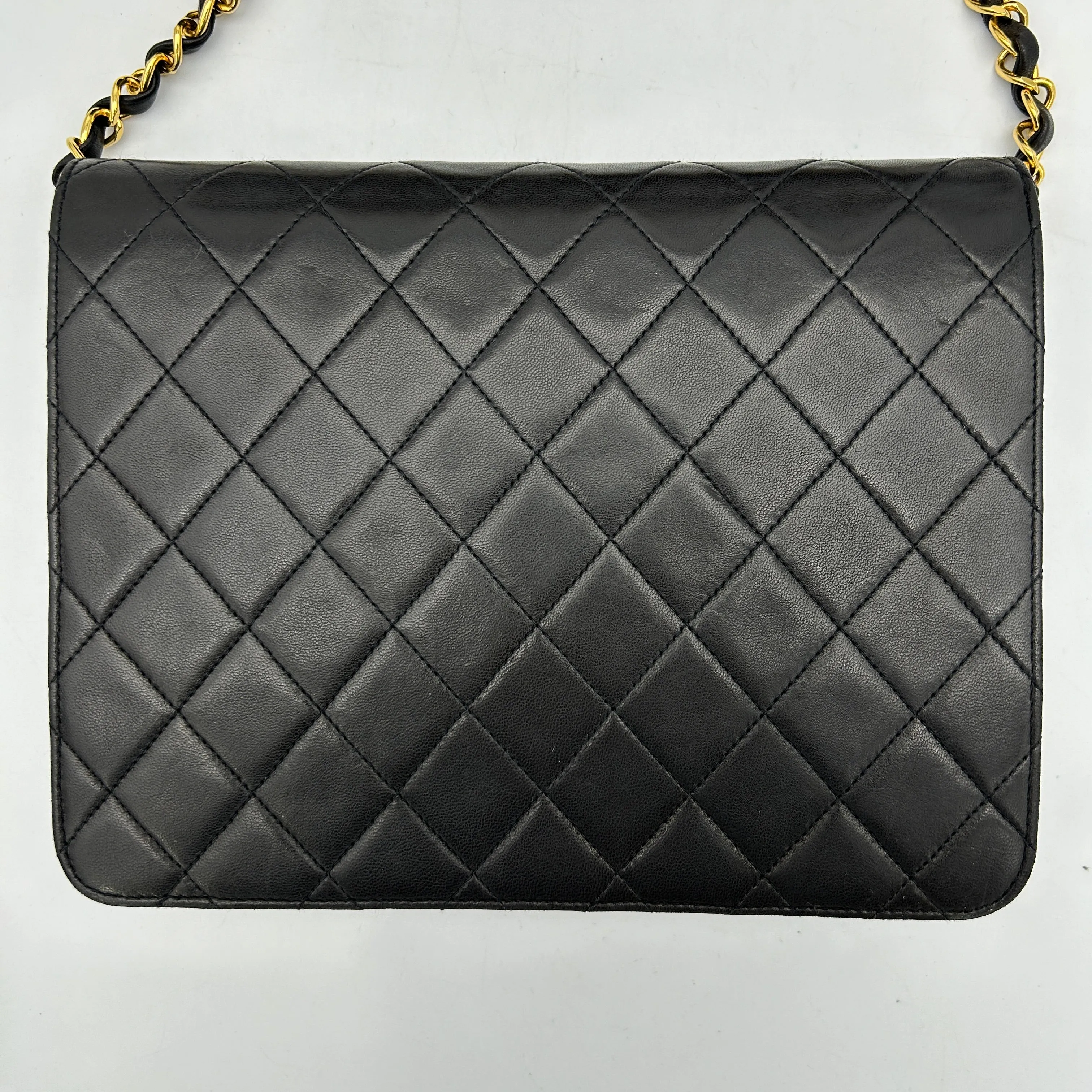 Chanel Black Lambskin Pushlock Small Half Flap Shoulder Bag 1996-1997