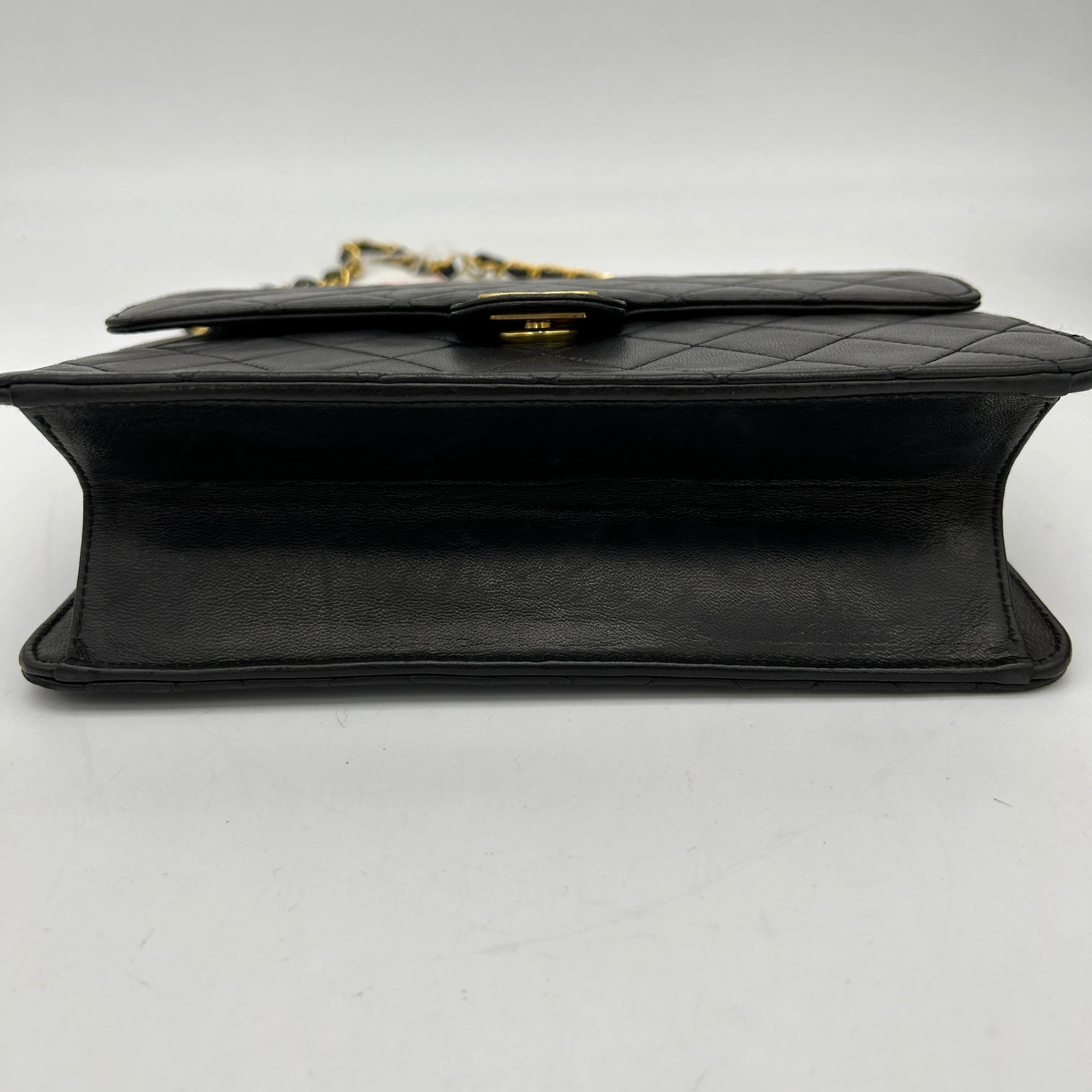 Chanel Black Lambskin Pushlock Small Half Flap Shoulder Bag 1996-1997