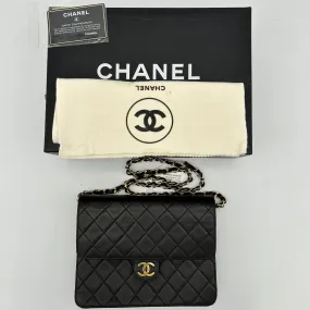Chanel Black Lambskin Pushlock Small Half Flap Shoulder Bag 1996-1997