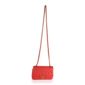CHANEL Coral Quilted Lambskin Mini Rectangular Classic Flap Bag