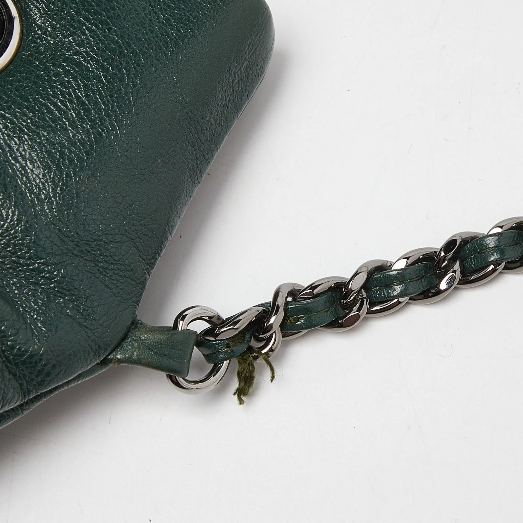 CHANEL Green Quilted Leather Small Gabrielle Bucket Bag