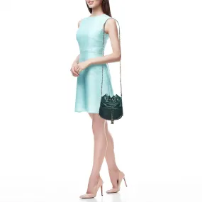 CHANEL Green Quilted Leather Small Gabrielle Bucket Bag