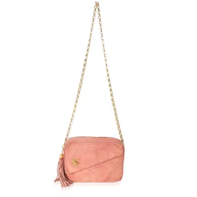CHANEL Pink Suede Bijoux Chain Camera Bag