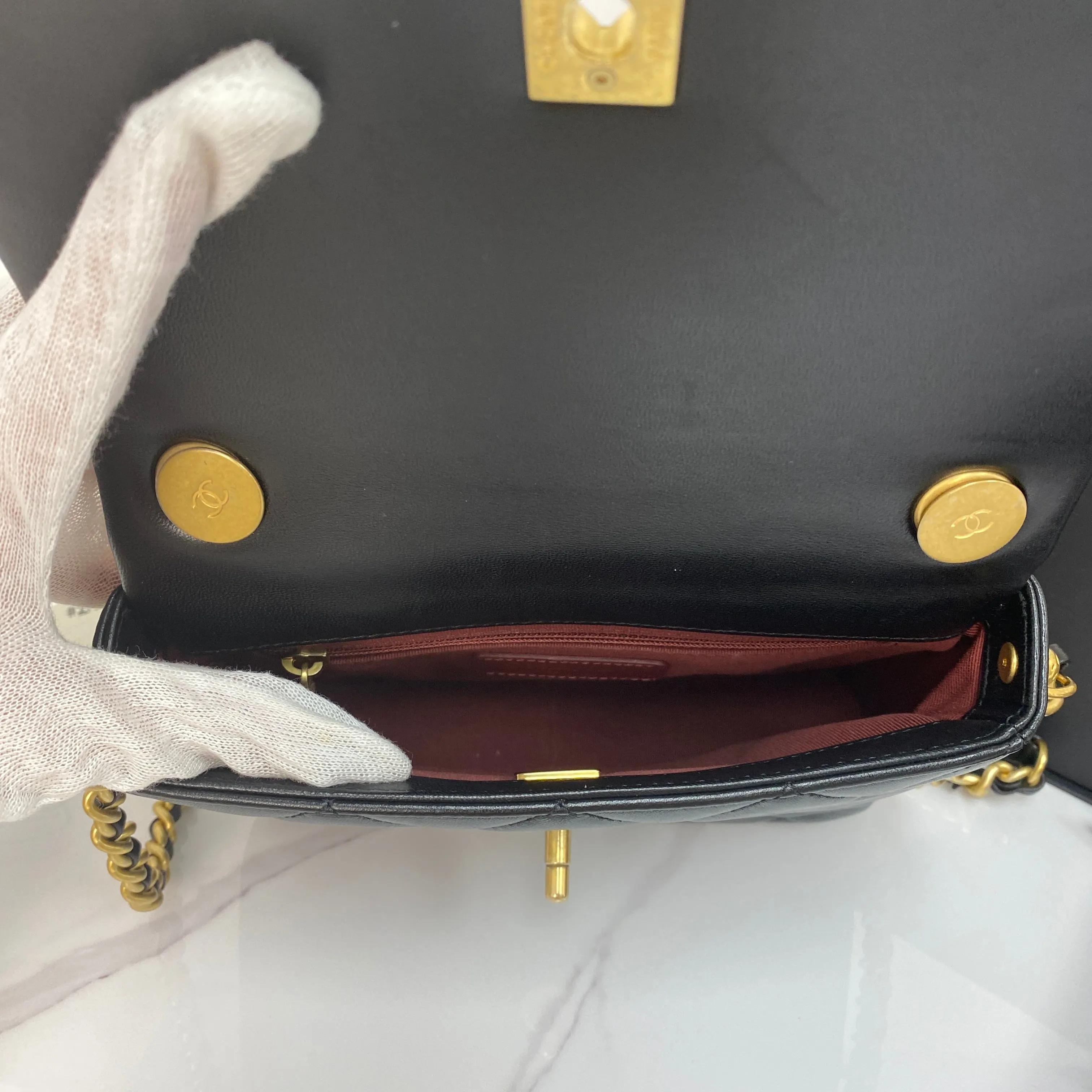 Chanel Quilted Small Side Note Flap Bag
