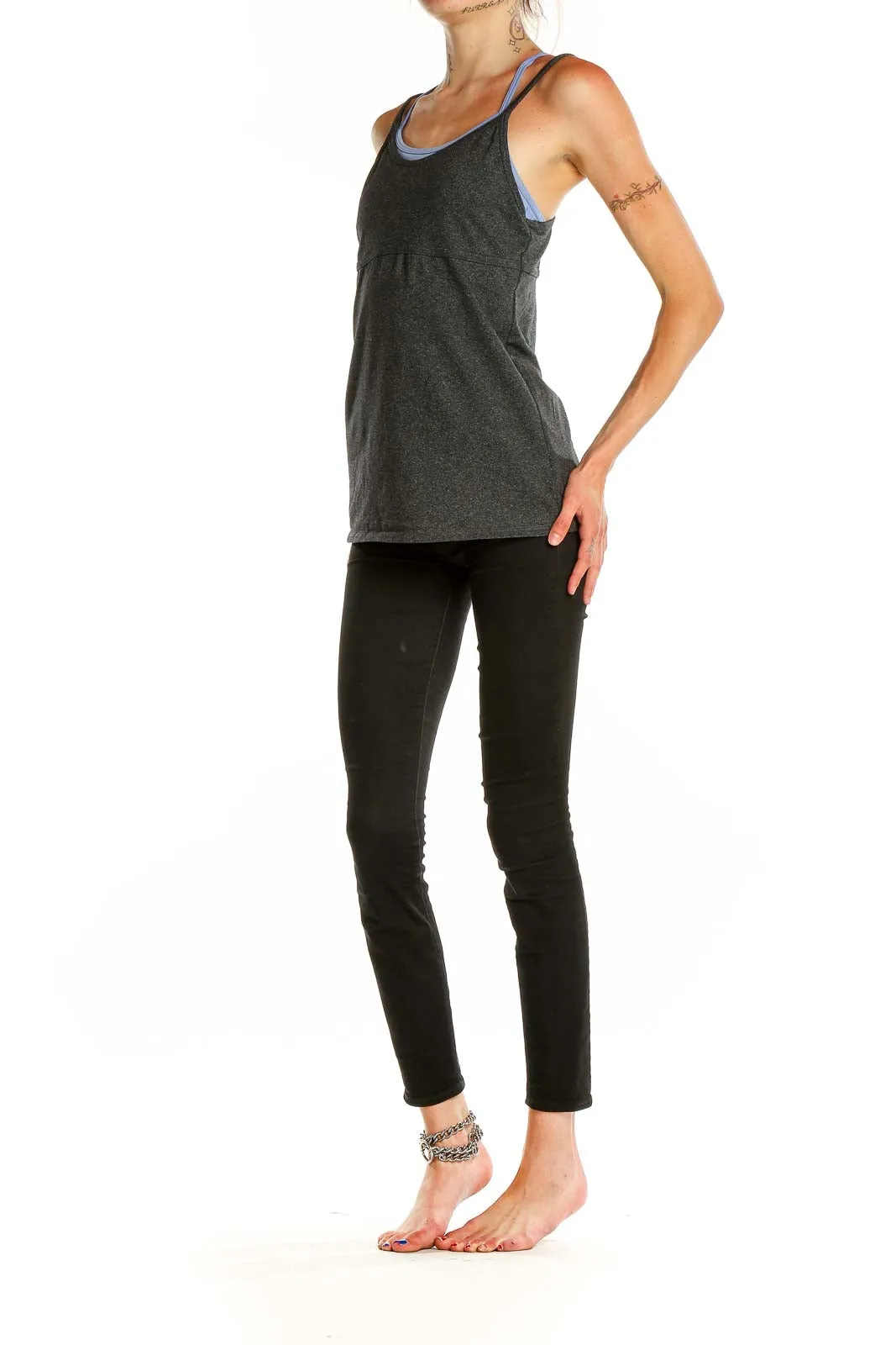 Charcoal Gray Strappy Tank Top