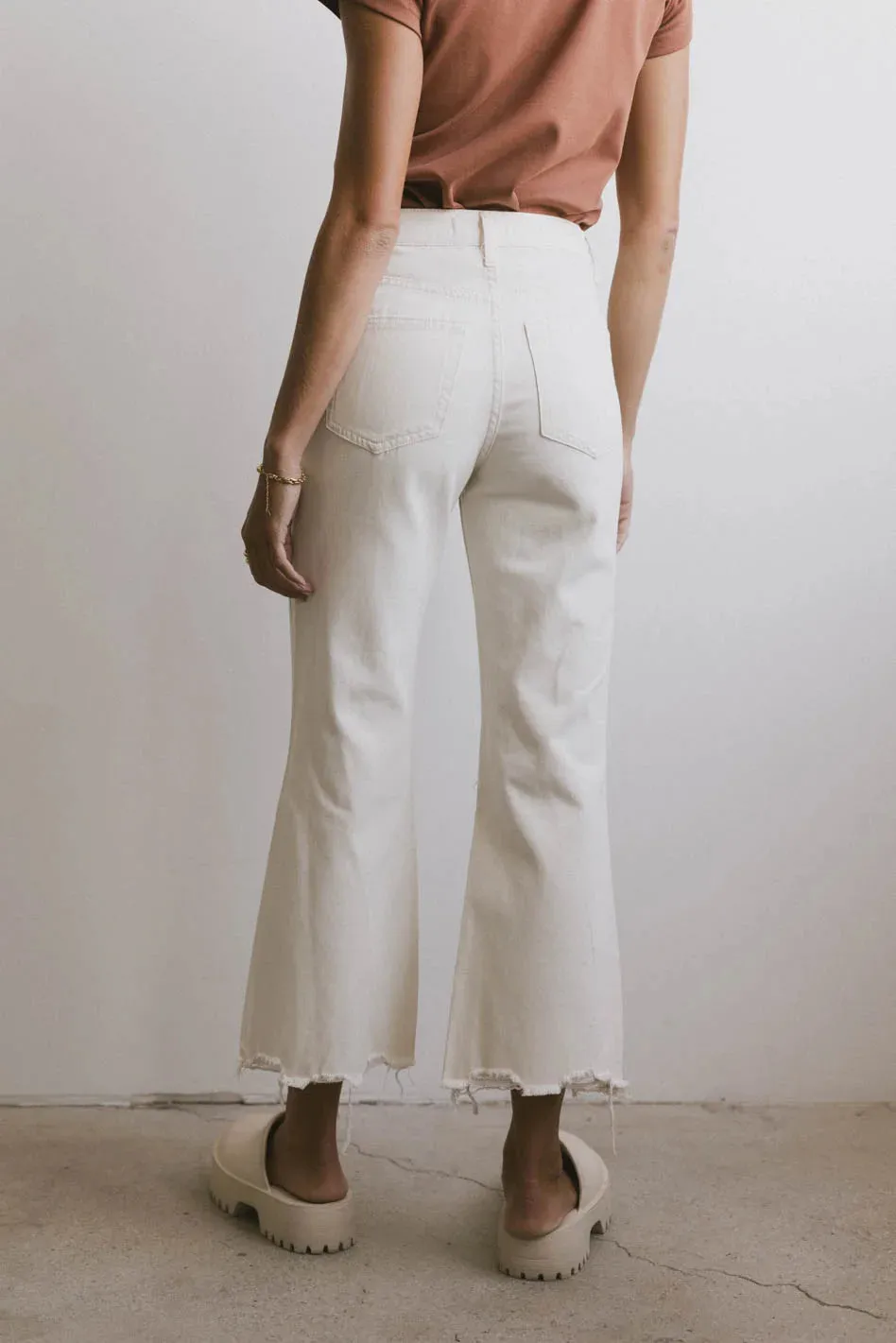 Charlie Distressed Jeans in Ivory - FINAL SALE