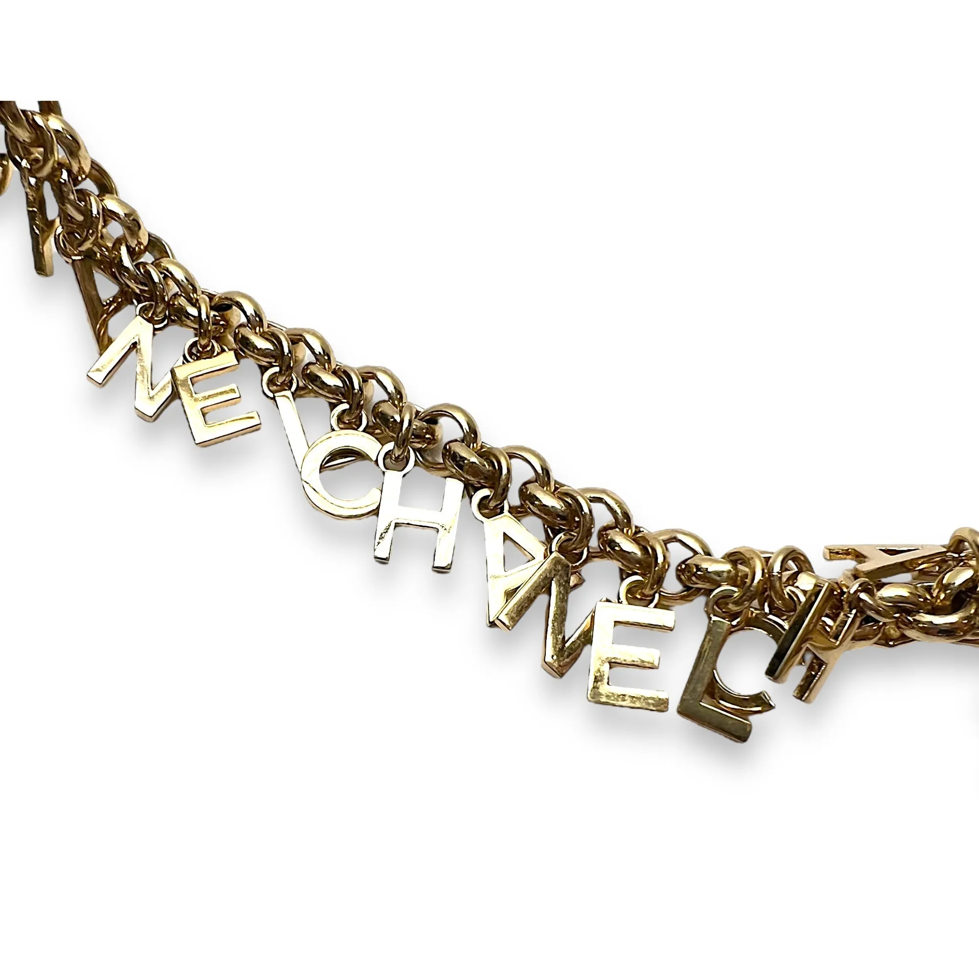 Charm chain Grey Crossbody Bag in Calfskin, Gold hardware