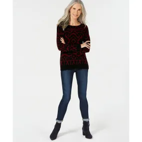 Charter Club Pure Cashmere Graphic Boatneck Sweater, Size PL