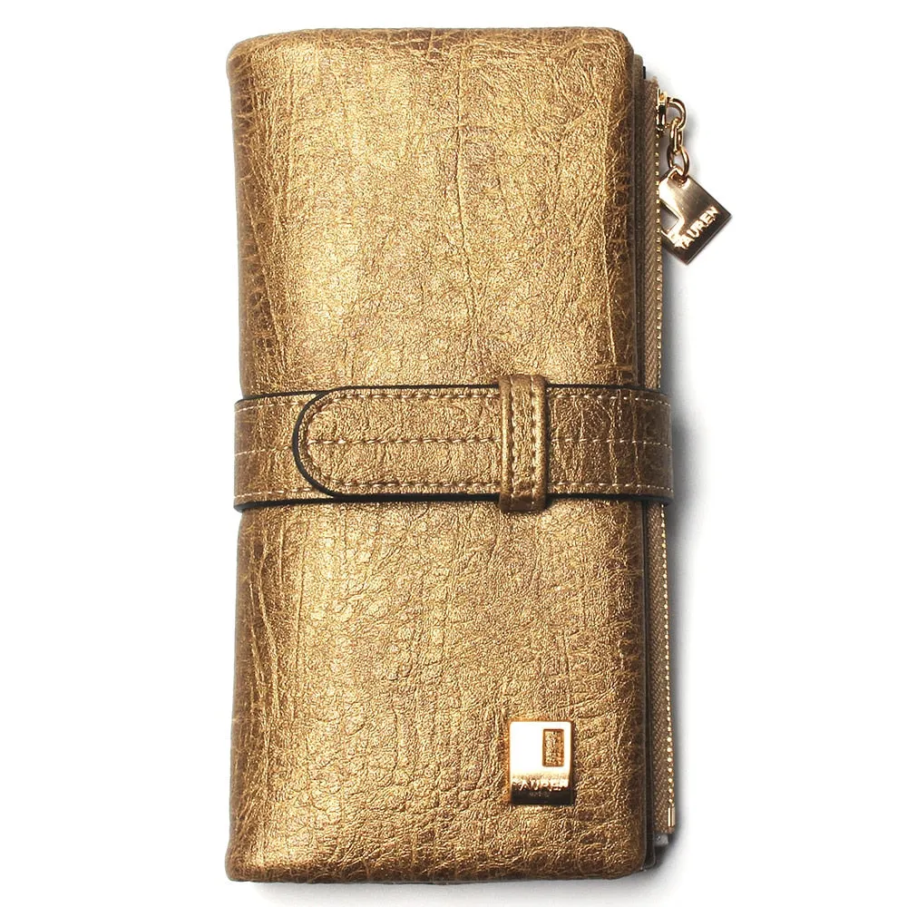 Cheaper!! New Fashion Women Wallets Drawstring Nubuck Leather Zipper Wallet Women&#39;s Long Design Purse Two Fold More Color Clutch