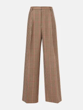 Checked wool wide-leg pants