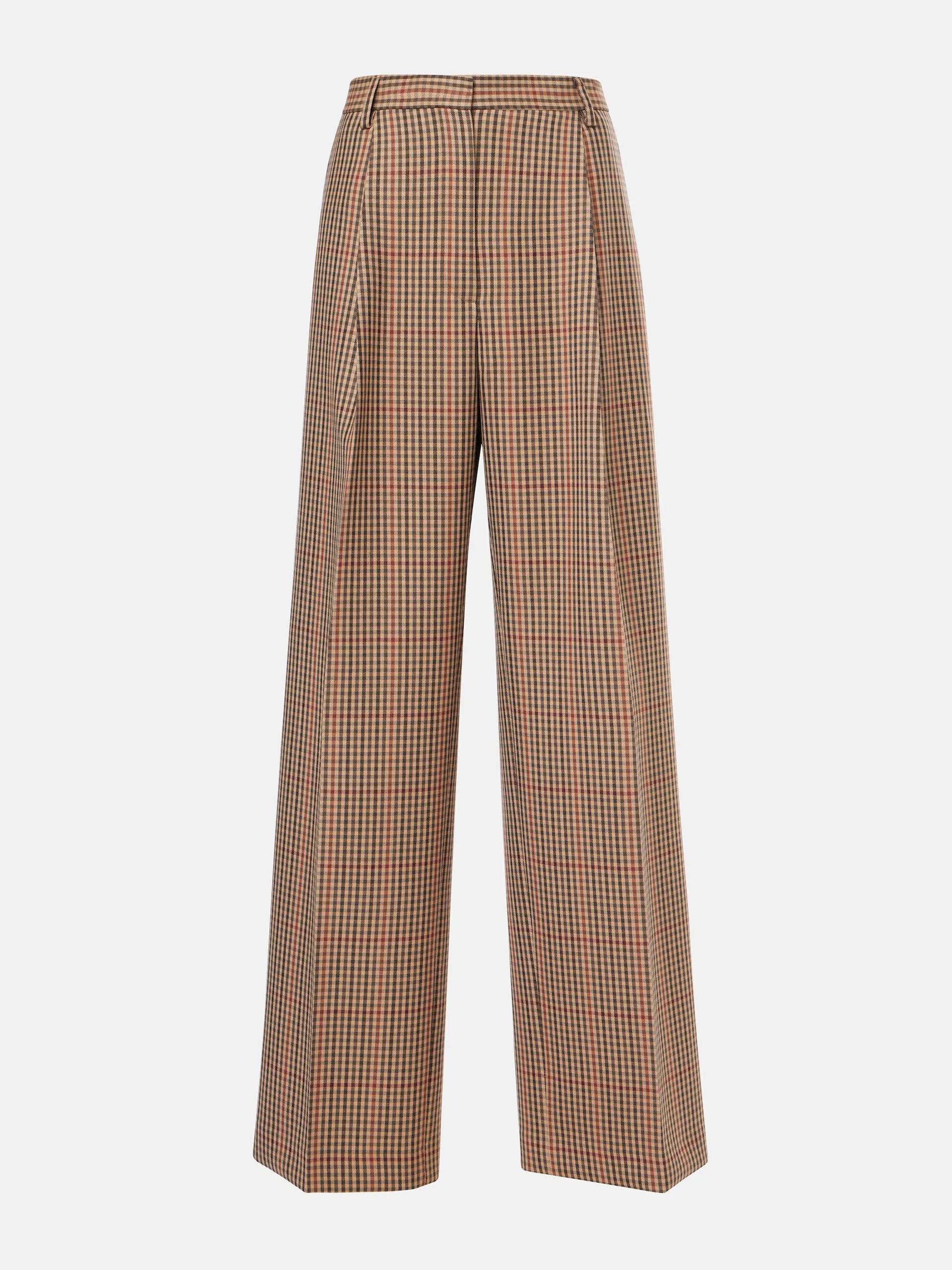 Checked wool wide-leg pants