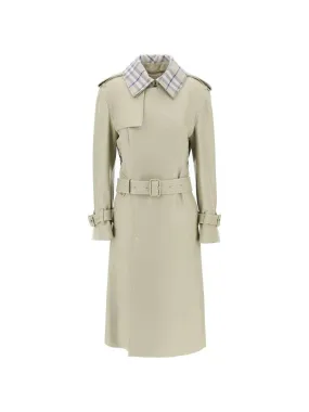 Checkered Leather Trench Coat