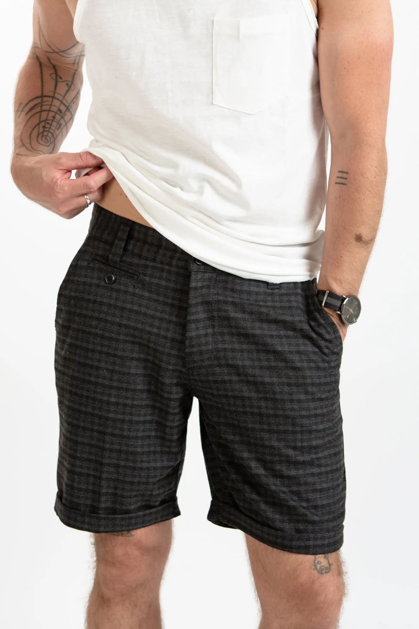 Checkered Shorts - Charcoal