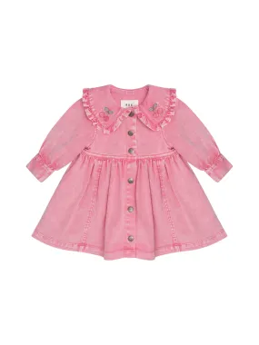 Cherry Collar Denim Dress