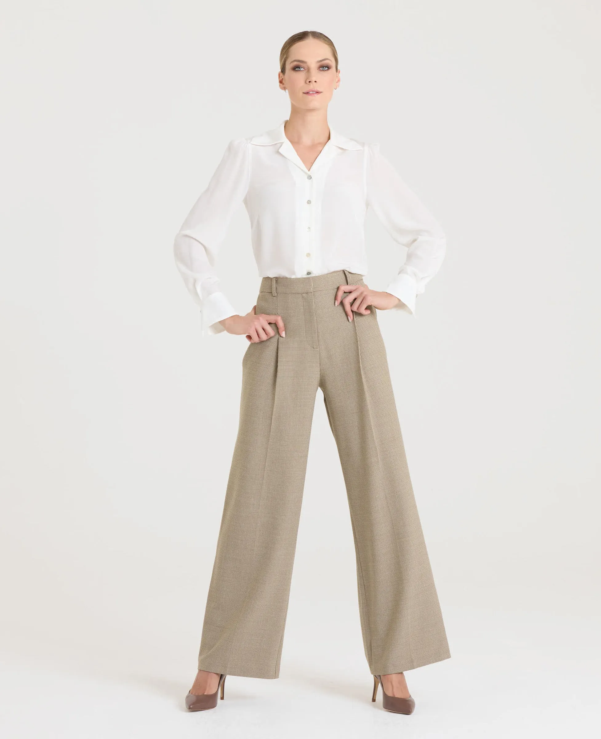 Cheston Wide Leg Check Trouser