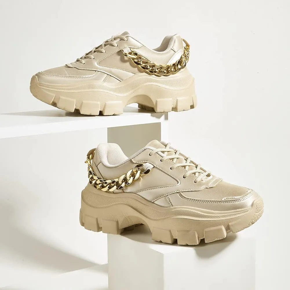 Chic & Fashionable Reflective Charcoal Chunky Platform Sneakers