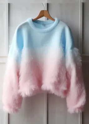 Chic Gradient Color Fluffy  Cozy Cotton Knit Sweaters Fall ML3240