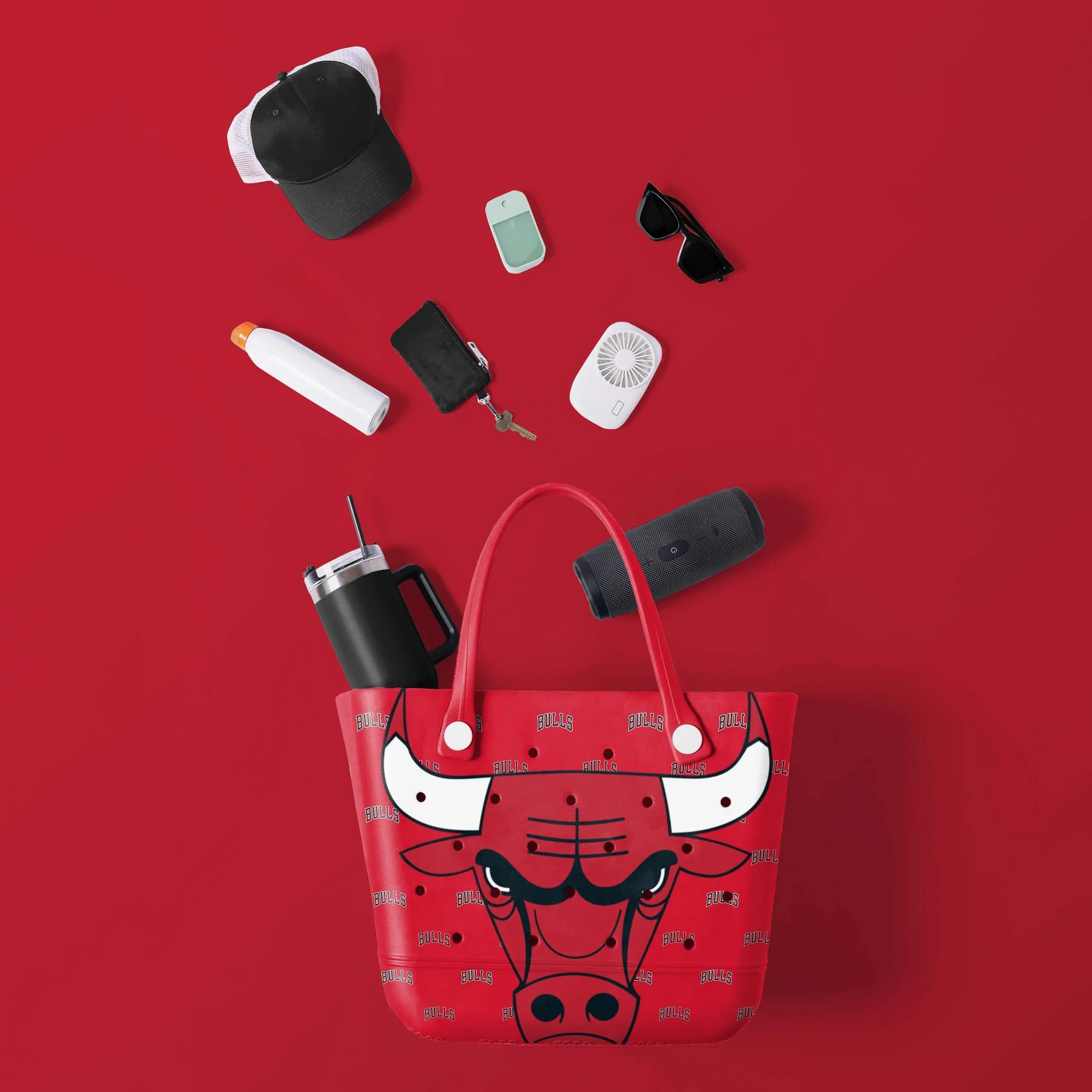 Chicago Bulls NBA Big Logo Mini Print Tailgate Tote Bag (PREORDER - SHIPS LATE JANUARY)