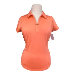 Chico's 'Zenergy' Ruffle Polo Shirt in Coral - Women's 2X