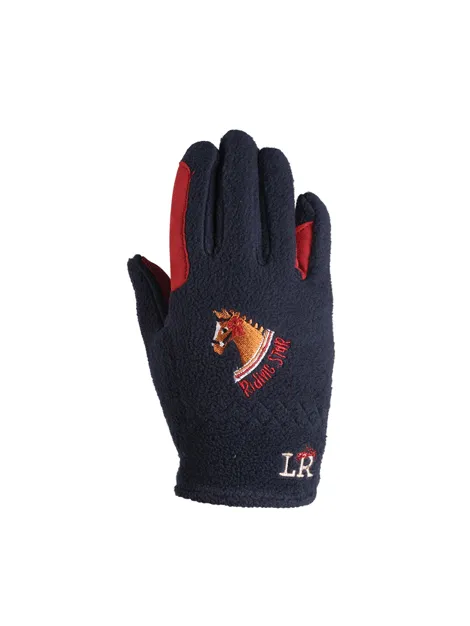 Children's Fleece Winter Riding Gloves with Pony Embroidery