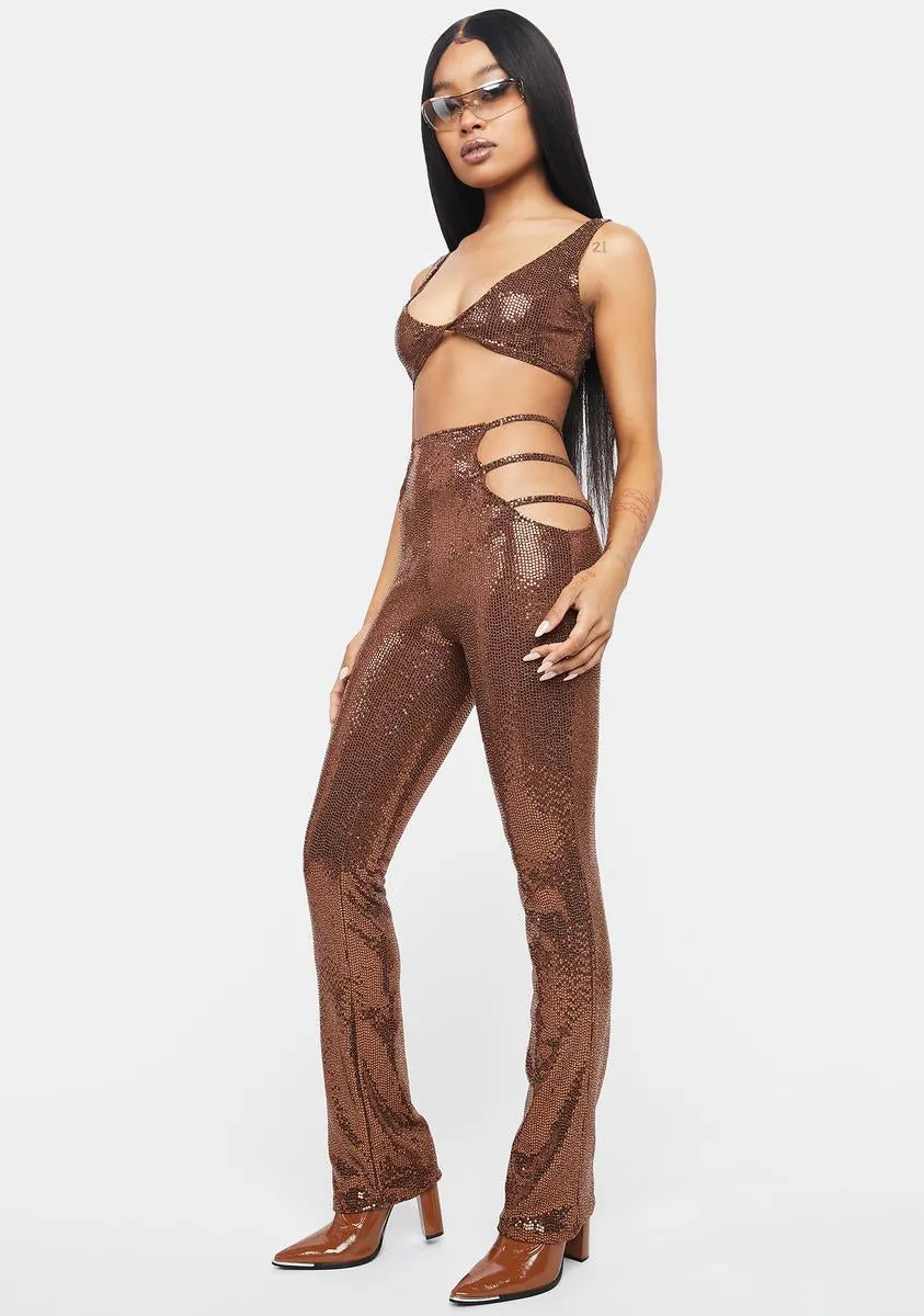 Chocolate You're My Soulmate Cut-Out Pant Set