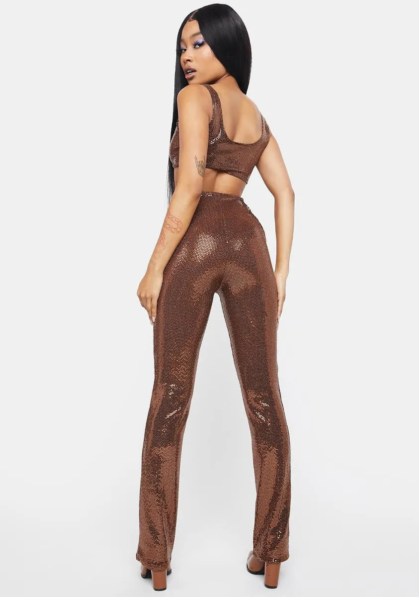 Chocolate You're My Soulmate Cut-Out Pant Set