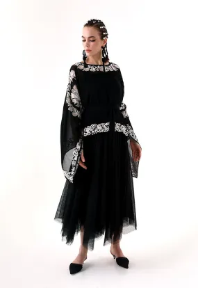 Choice Sheer Mesh Midi Skirt Black