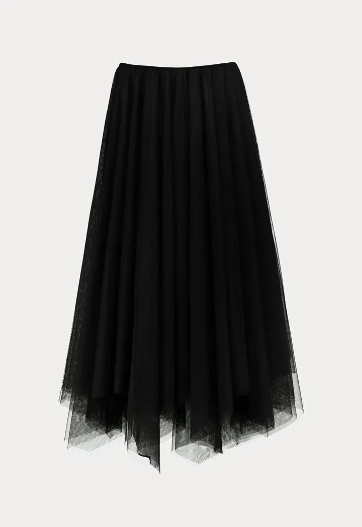 Choice Sheer Mesh Midi Skirt Black