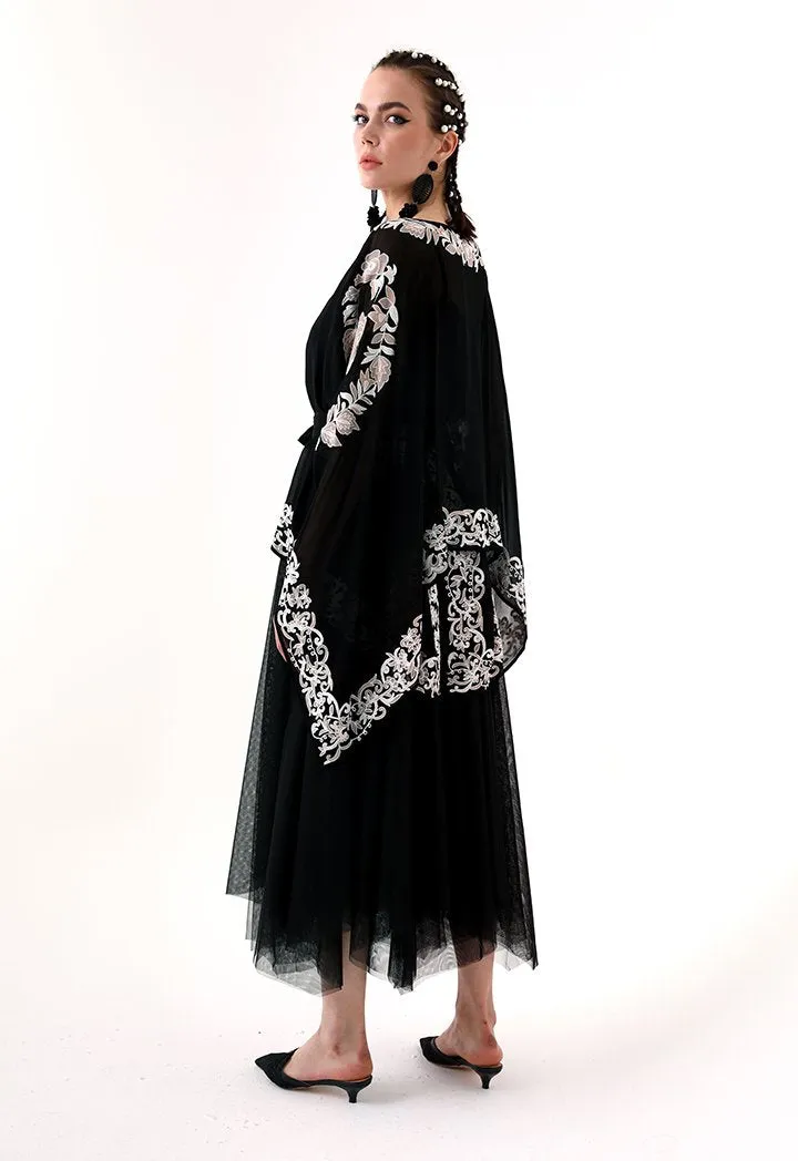 Choice Sheer Mesh Midi Skirt Black