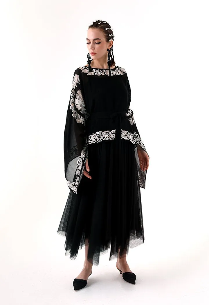 Choice Sheer Mesh Midi Skirt Black