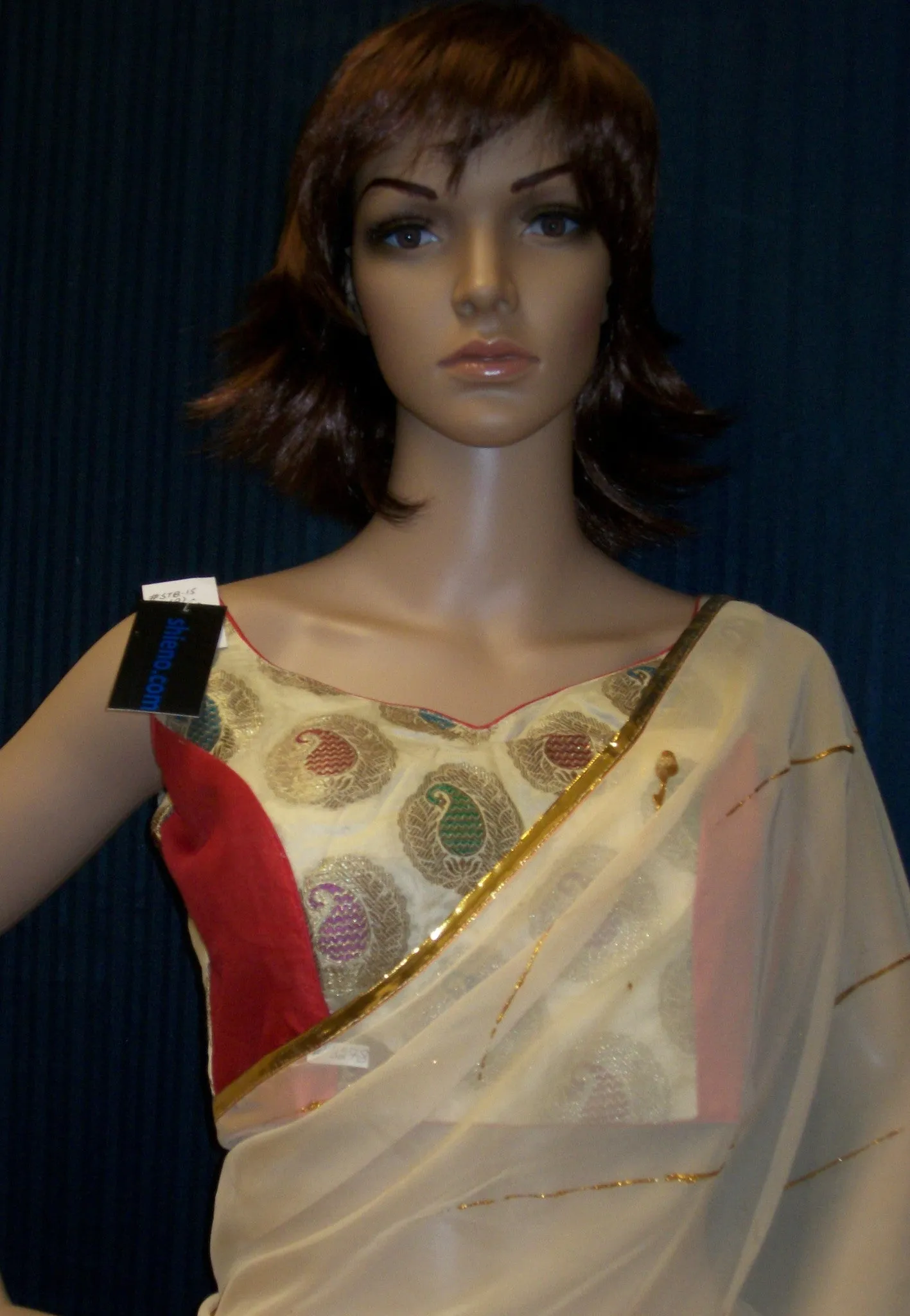 Choli 3278 Red Golden Jamawar Silk Saree Blouse Medium Choli Shieno
