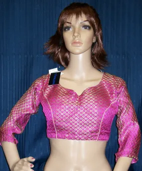 Choli 3862 Pink Medium Large Choli Saree Blouse ¾ Sleeves Shieno Sarees