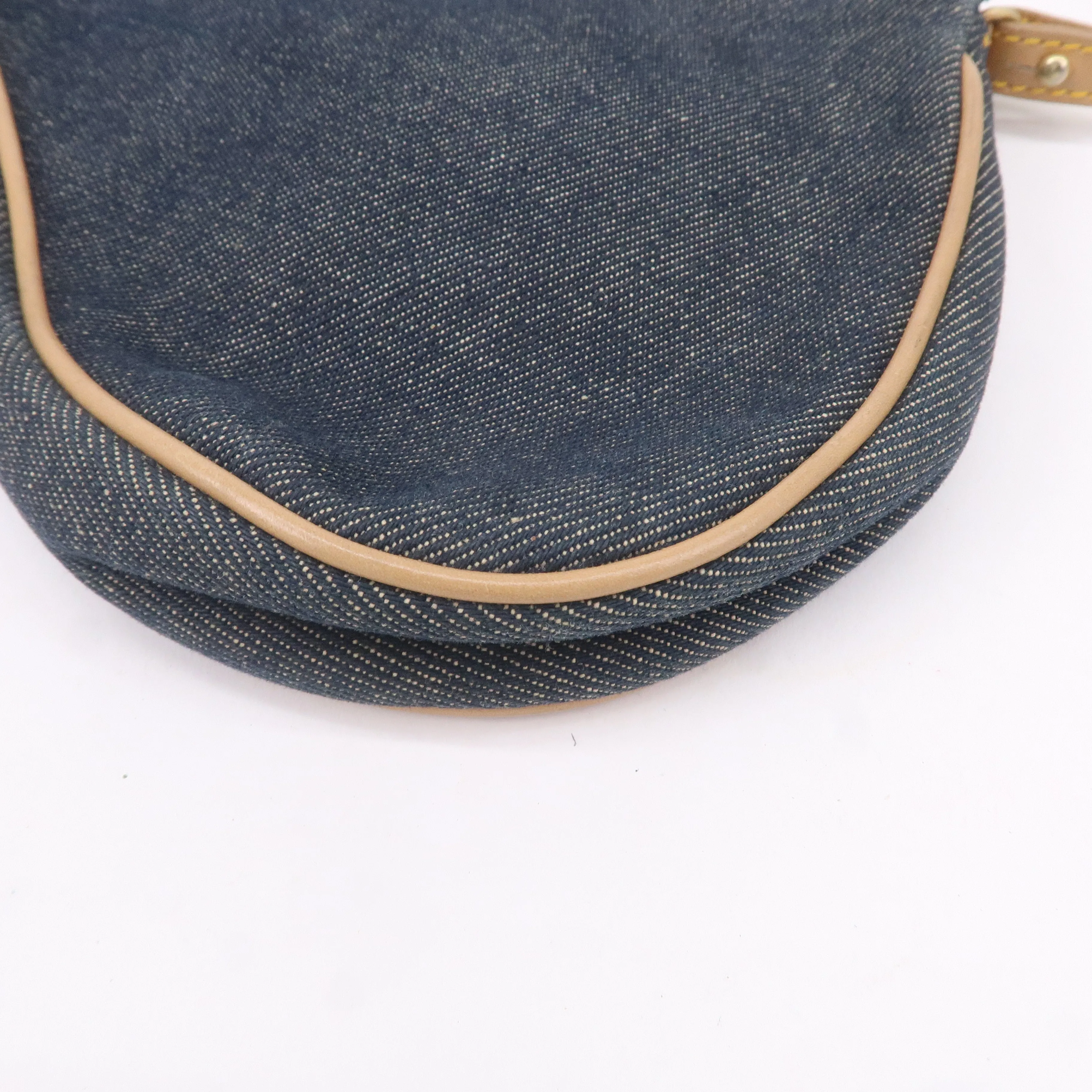 Christian Dior Denim Leather Saddle Bag Shoulder Bag Pouch Navy