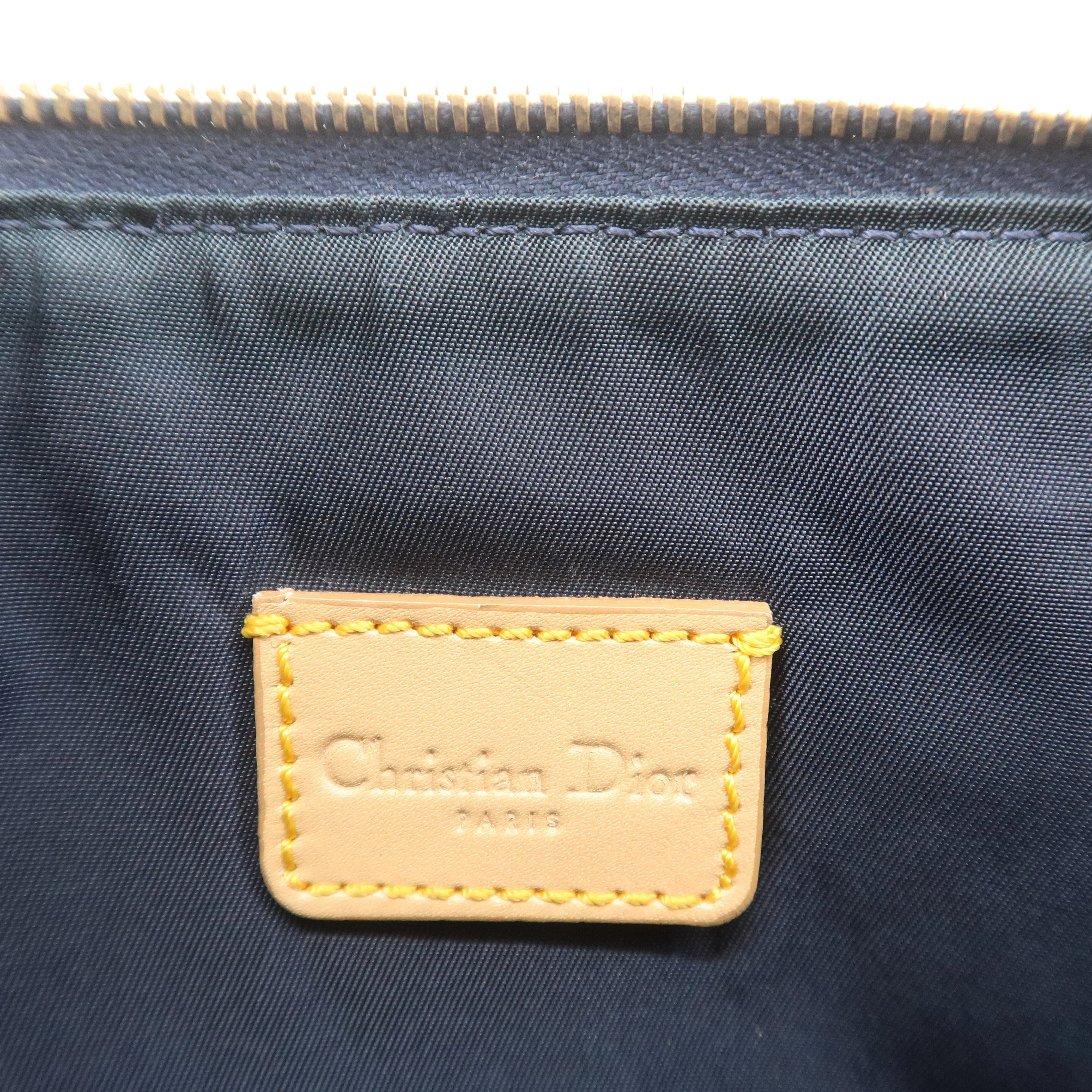 Christian Dior Denim Leather Saddle Bag Shoulder Bag Pouch Navy