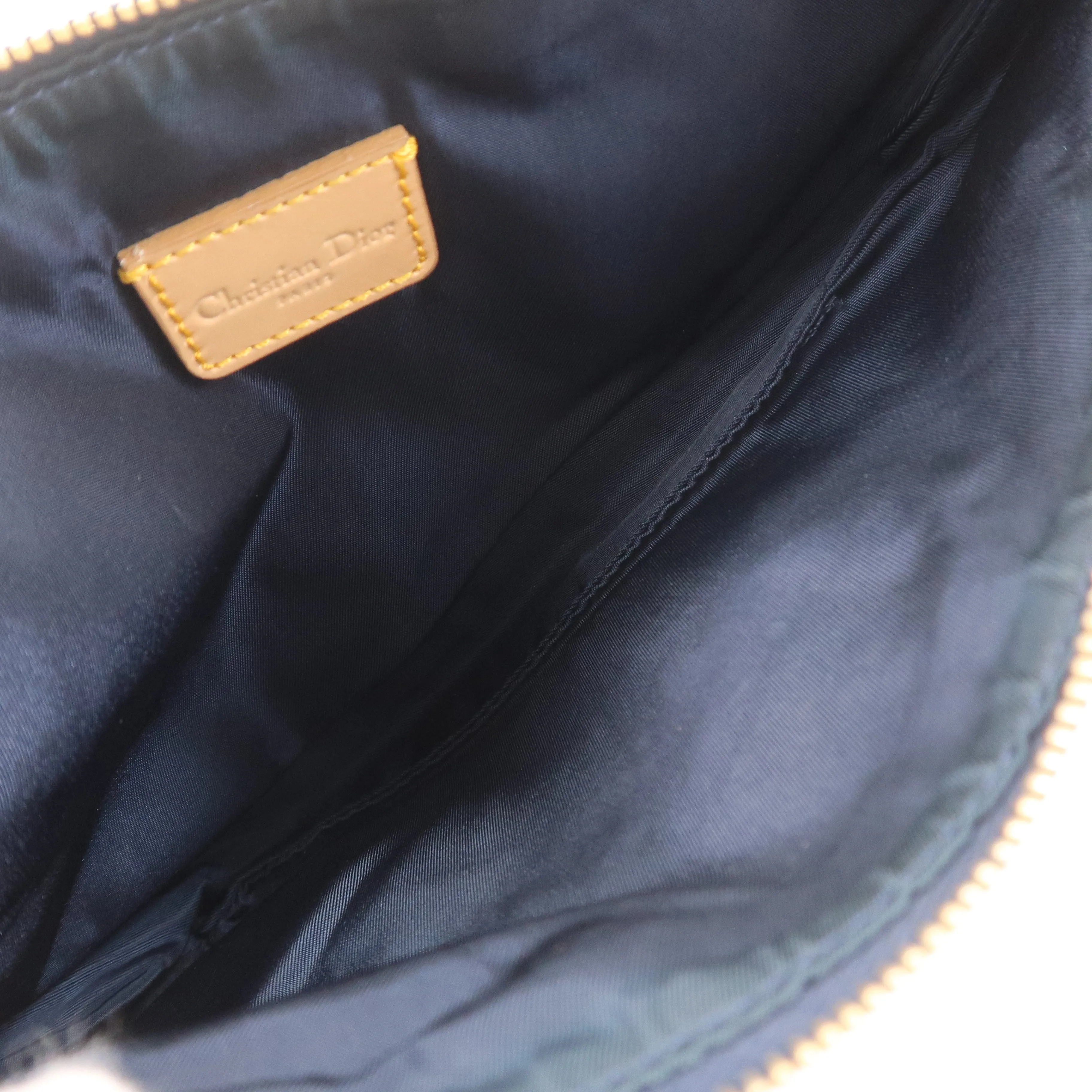 Christian Dior Denim Leather Saddle Bag Shoulder Bag Pouch Navy