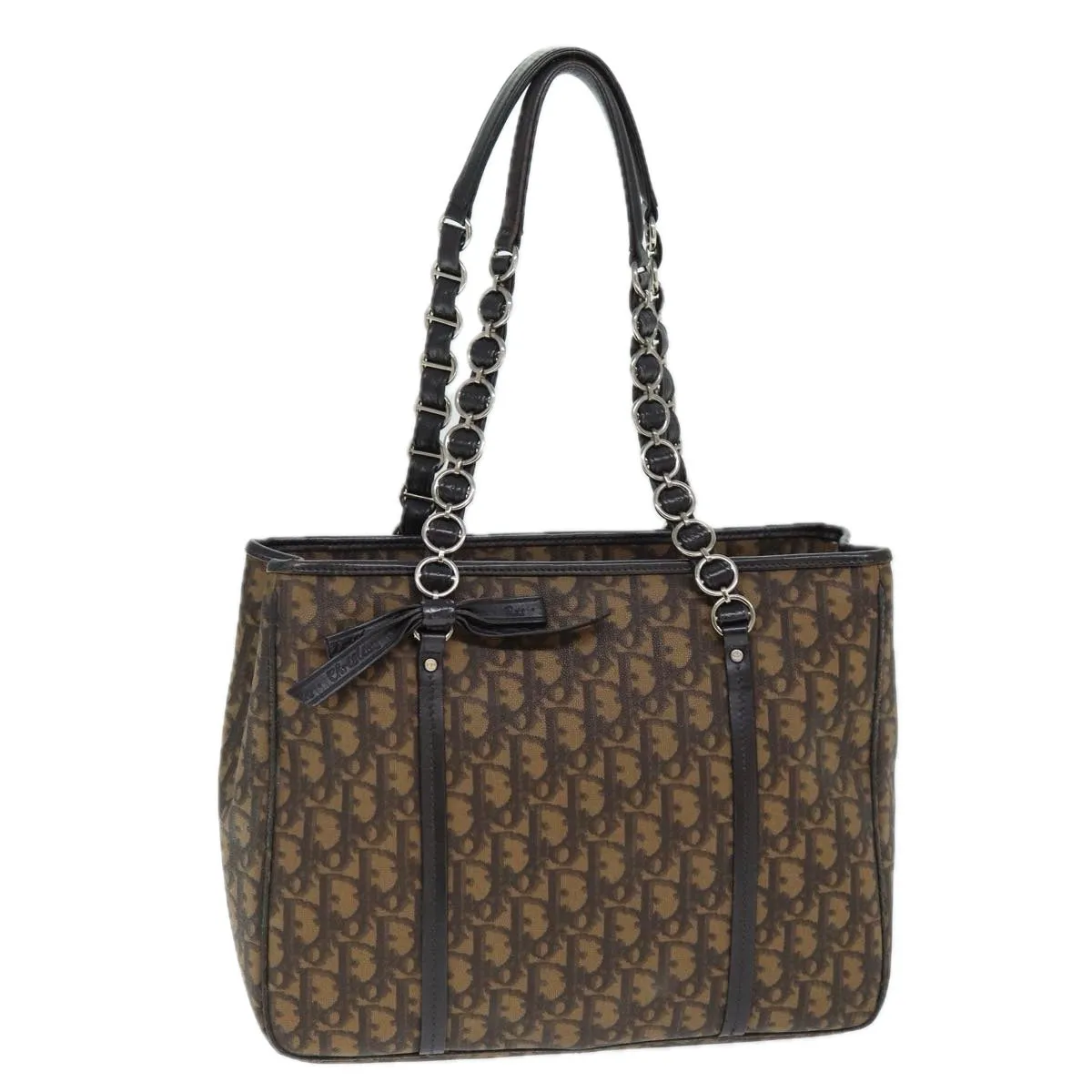 CHRISTIAN DIOR Trotter Romantic Shoulder Bag PVC Brown Auth 74396