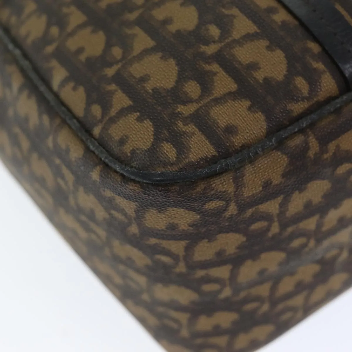 CHRISTIAN DIOR Trotter Romantic Shoulder Bag PVC Brown Auth 74396