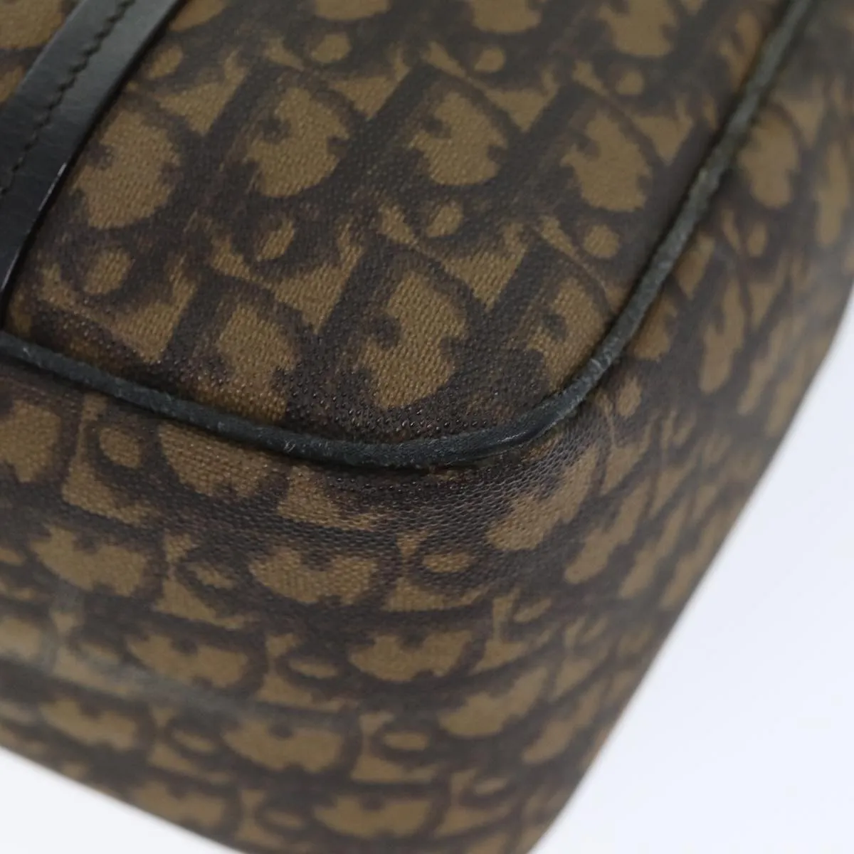 CHRISTIAN DIOR Trotter Romantic Shoulder Bag PVC Brown Auth 74396