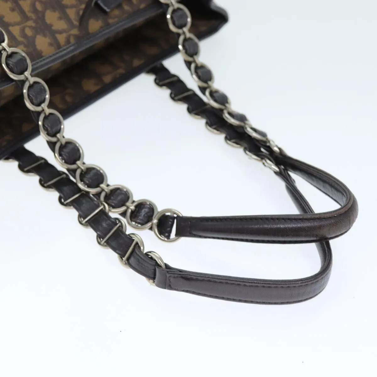 CHRISTIAN DIOR Trotter Romantic Shoulder Bag PVC Brown Auth 74396
