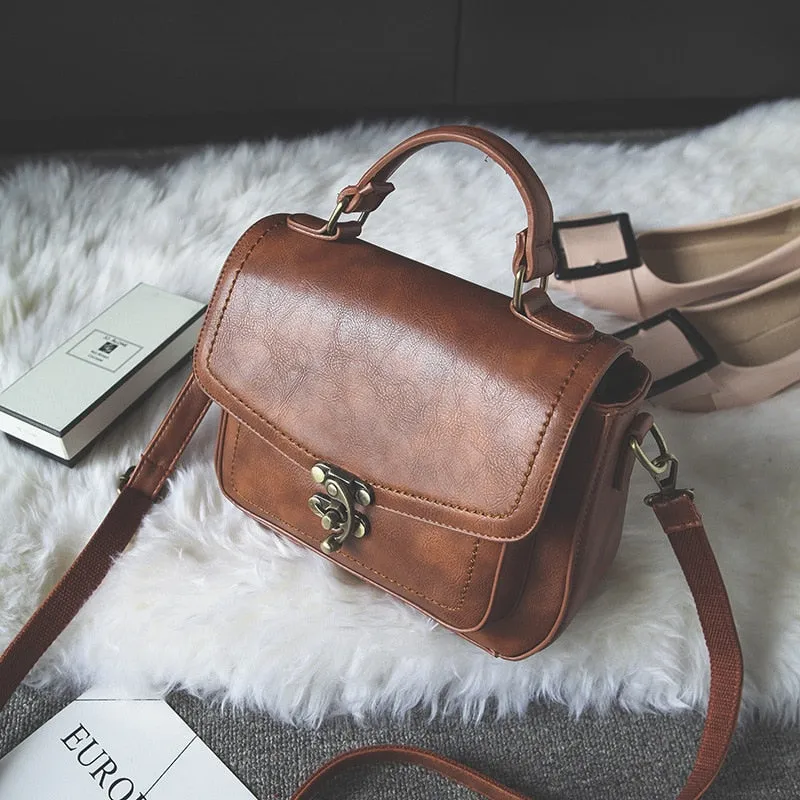 Christmas Gift 2021 Small Vintage Handbag PU Leather Luxury Ladies Handbags Women Bags Designer Bolsa Feminina Shoulder Sling Bag Female Tas