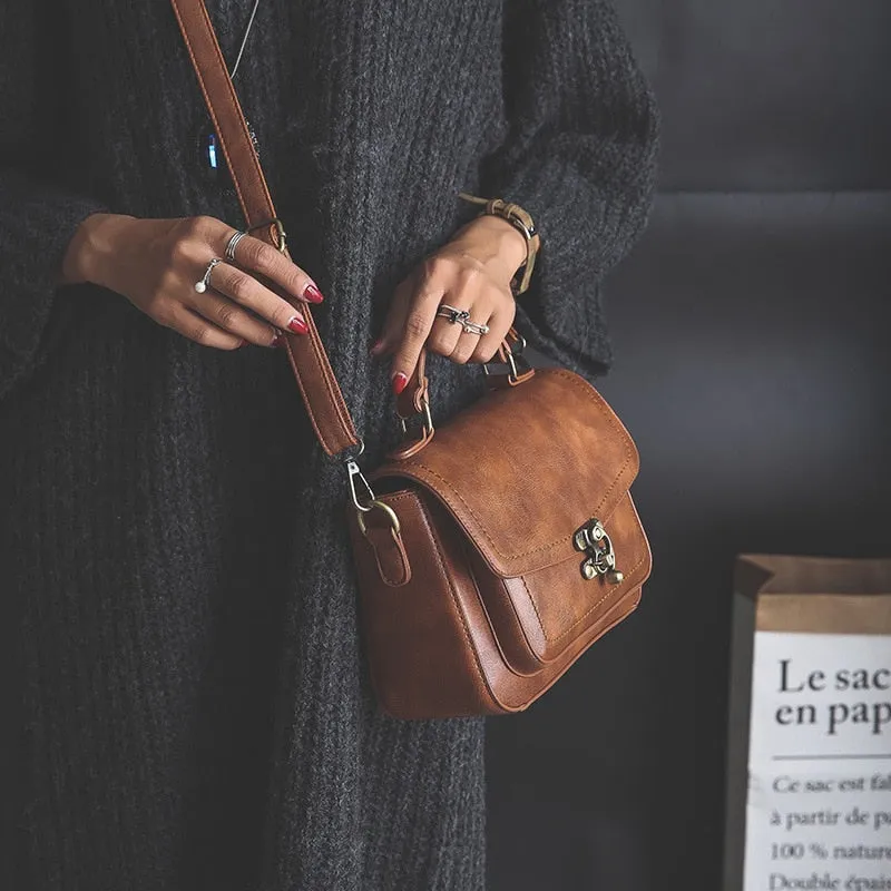 Christmas Gift 2021 Small Vintage Handbag PU Leather Luxury Ladies Handbags Women Bags Designer Bolsa Feminina Shoulder Sling Bag Female Tas