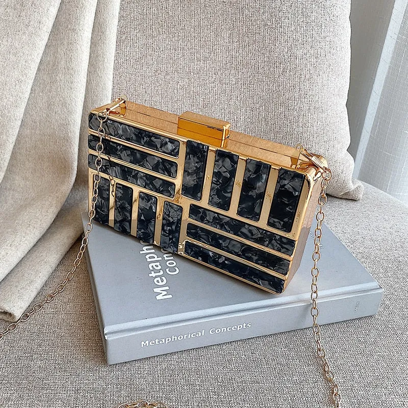 Christmas Gift Stone Pattern Crossbody Messenger Bag Wedding Party Box Bag Women's Girl Fashion Shoulder Bags Chain Handbags Purse Clutches Bag