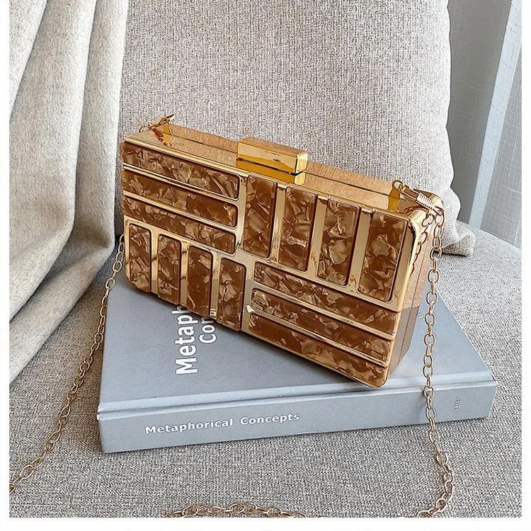 Christmas Gift Stone Pattern Crossbody Messenger Bag Wedding Party Box Bag Women's Girl Fashion Shoulder Bags Chain Handbags Purse Clutches Bag