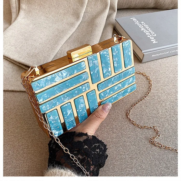 Christmas Gift Stone Pattern Crossbody Messenger Bag Wedding Party Box Bag Women's Girl Fashion Shoulder Bags Chain Handbags Purse Clutches Bag