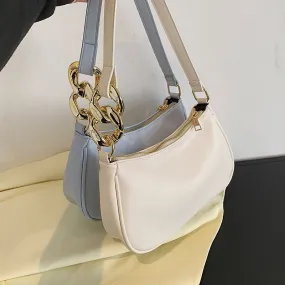 Christmas Gift Thick Chain Design Cute Solid Color Small PU Leather Underarm Shoulder Bags For Women 2021 Summer Simple Handbags And Purses