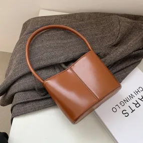 Christmas Gift Vintage Mini PU Leather Tote Bags For Women 2021 Winter Trend Handbag Lady Branded Trending Travel Shoulder Bucket Purses