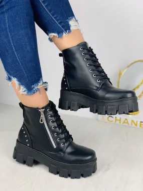 Chunky Platform Black Combat Boots