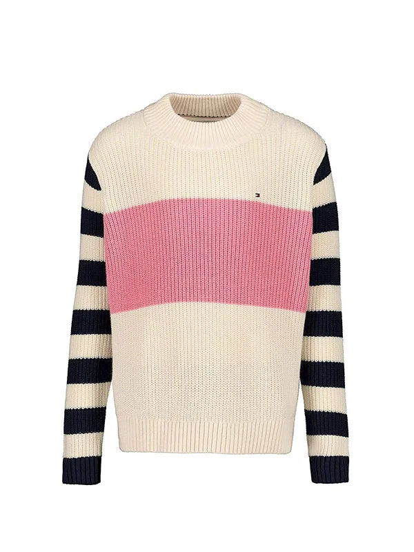 Chunky Stripe Mock Neck Sweater