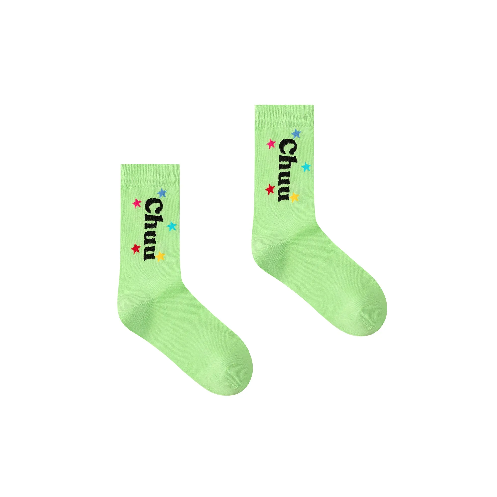 Chuu Lettering Colorful Star High Socks